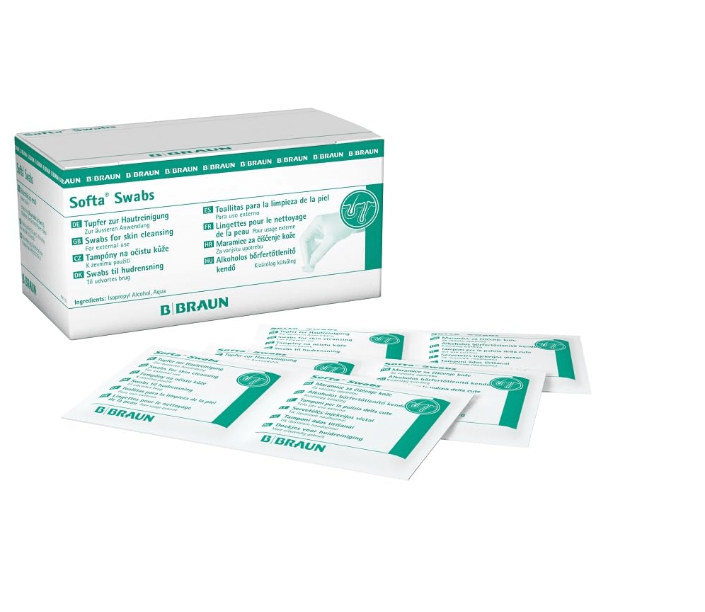 Softa Swabs I Alkoholtupfer zur Hautreinigung I Packung à 100 Stück - B. Braun